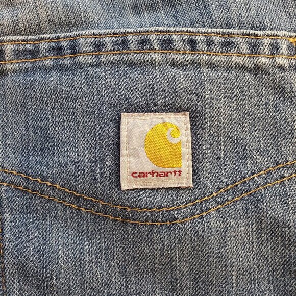CARHARTT SZ M (12-14) Short Petite Cropped Straight-leg Work Jeans - Picture 3 of 6